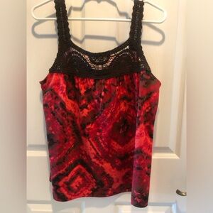 Jones New York Sport Red and Black Tie-Dye Women's Top